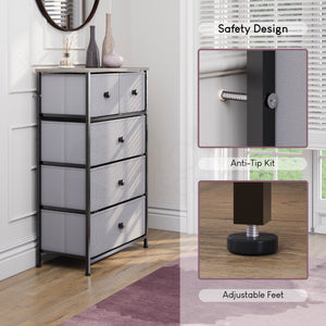 Chorley 5 Drawer Fabric Drawer Chest, Beige & Grey Wood
