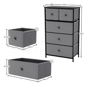 Chorley 5 Drawer Fabric Drawer Chest, Grey & Black