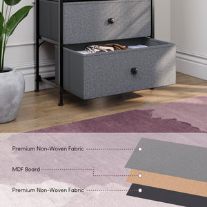 Chorley 5 Drawer Fabric Drawer Chest, Grey & Black