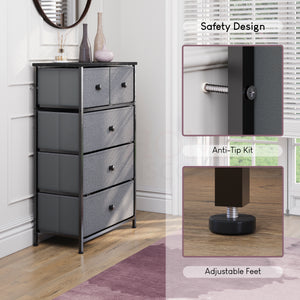 Chorley 5 Drawer Fabric Drawer Chest, Grey & Black