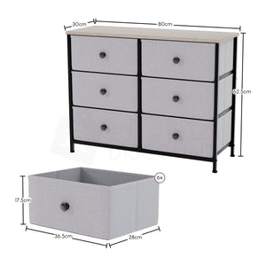 Chorley 6 Drawer Fabric Drawer Chest, Beige & Grey Wood