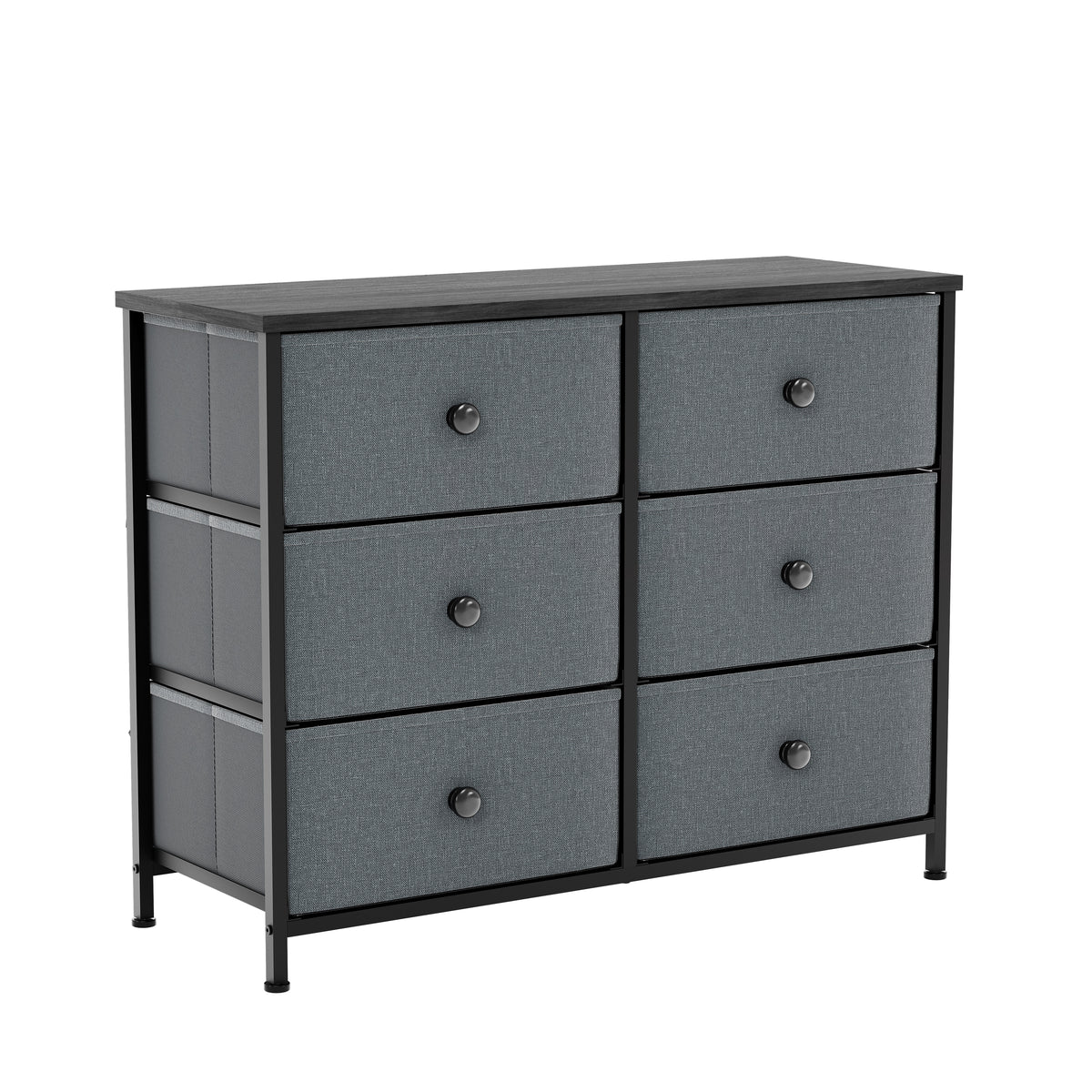 Chorley 5 Drawer Fabric Drawer Chest, Grey & Black