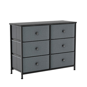 Chorley 5 Drawer Fabric Drawer Chest, Grey & Black
