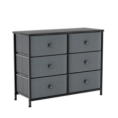 Chorley 6 Drawer Fabric Drawer Chest, Grey & Black UKFR