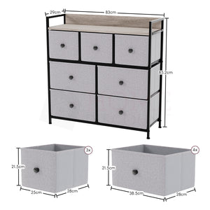 Chorley 7 Drawer Fabric Drawer Chest, Beige & Grey Wood