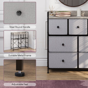 Chorley 7 Drawer Fabric Drawer Chest, Beige & Grey Wood