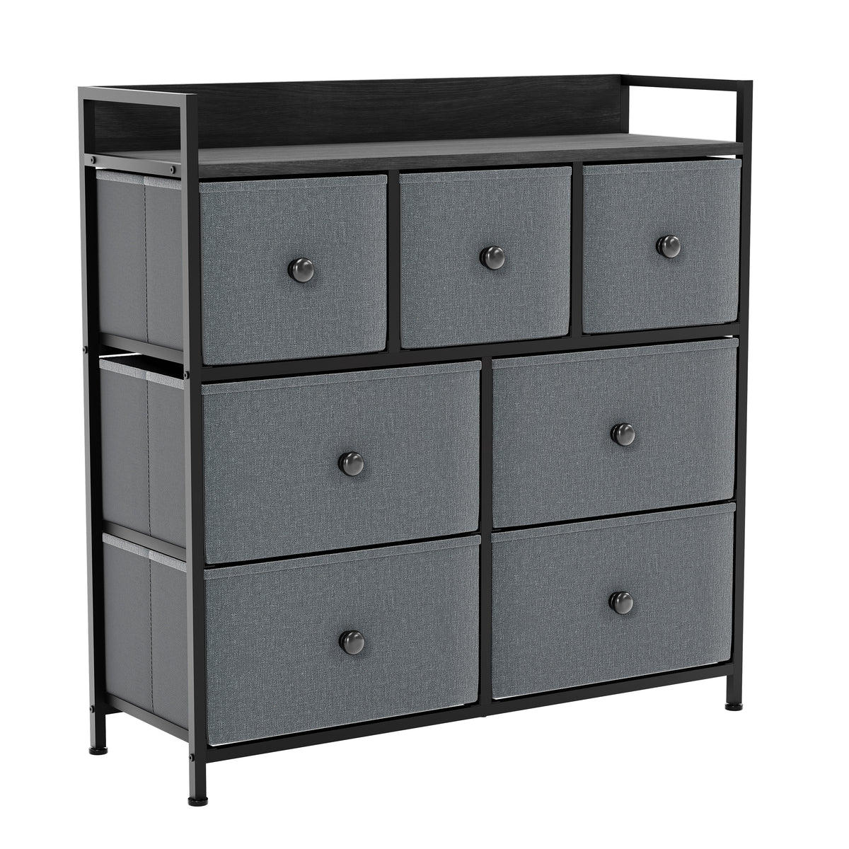 Chorley 7 Drawer Fabric Drawer Chest, Grey & Black