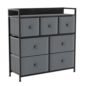 Chorley 7 Drawer Fabric Drawer Chest, Grey & Black