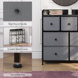 Chorley 7 Drawer Fabric Drawer Chest, Grey & Black
