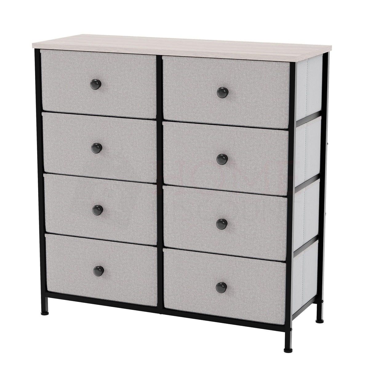 Chorley 8 Drawer Fabric Drawer Chest, Beige & Grey Wood