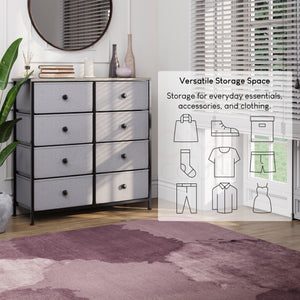Chorley 8 Drawer Fabric Drawer Chest, Beige & Grey Wood