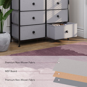 Chorley 8 Drawer Fabric Drawer Chest, Beige & Grey Wood
