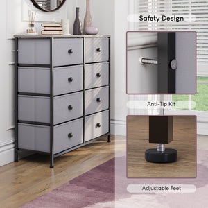 Chorley 8 Drawer Fabric Drawer Chest, Beige & Grey Wood