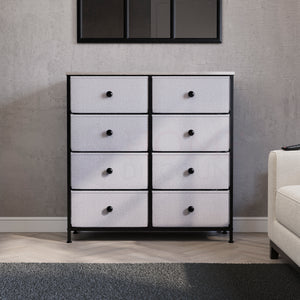 Chorley 8 Drawer Fabric Drawer Chest, Beige & Grey Wood