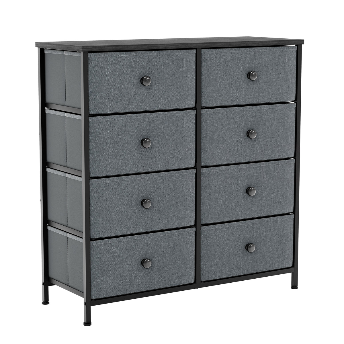 Chorley 8 Drawer Fabric Drawer Chest, Grey & Black