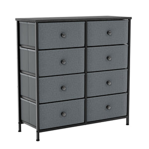 Chorley 8 Drawer Fabric Drawer Chest, Grey & Black