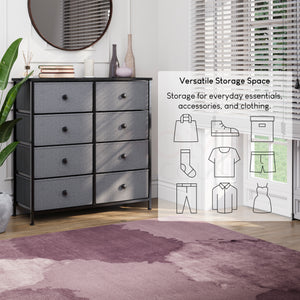 Chorley 8 Drawer Fabric Drawer Chest, Grey & Black