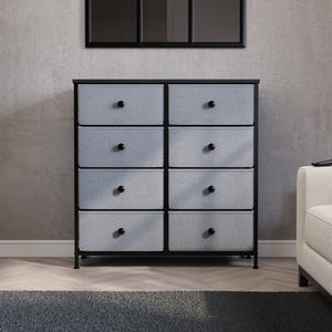 Chorley 8 Drawer Fabric Drawer Chest, Grey & Black