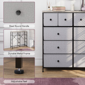 Chorley 10 Drawer Fabric Drawer Chest, Beige & Grey Wood