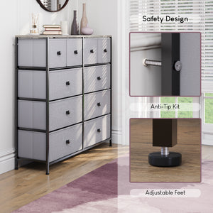 Chorley 10 Drawer Fabric Drawer Chest, Beige & Grey Wood
