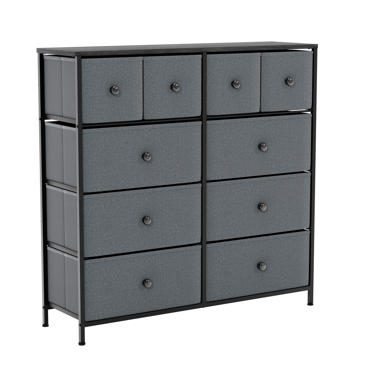 Chorley 10 Drawer Fabric Drawer Chest, Grey & Black