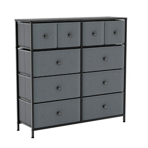 Chorley 10 Drawer Fabric Drawer Chest, Grey & Black