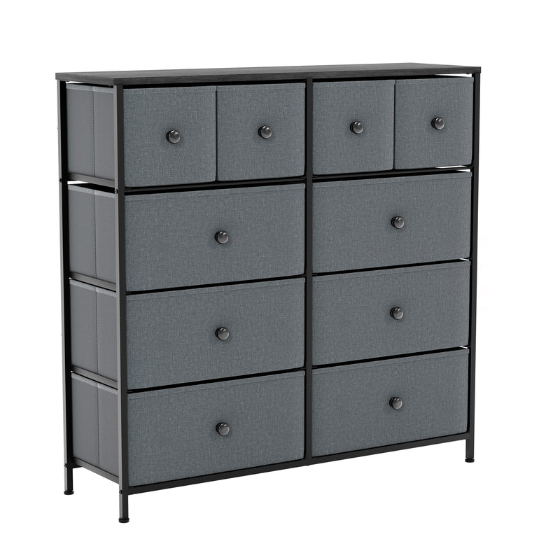 Chorley 10 Drawer Fabric Drawer Chest, Grey & Black UKFR
