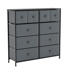 Chorley 10 Drawer Fabric Drawer Chest, Grey & Black UKFR