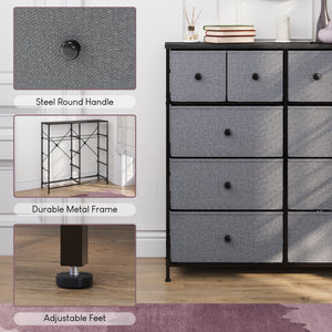 Chorley 10 Drawer Fabric Drawer Chest, Grey & Black