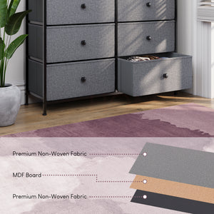 Chorley 10 Drawer Fabric Drawer Chest, Grey & Black