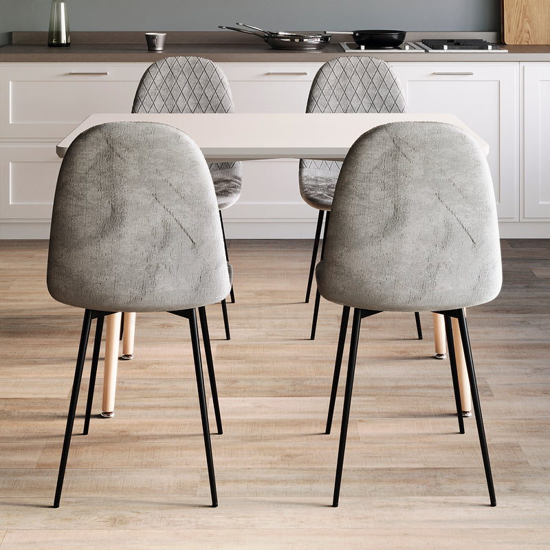 Luton Set Of 6 Fabric Dining Chairs, Grey