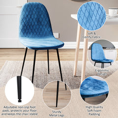 Luton Set Of 4 Fabric Dining Chairs, Blue