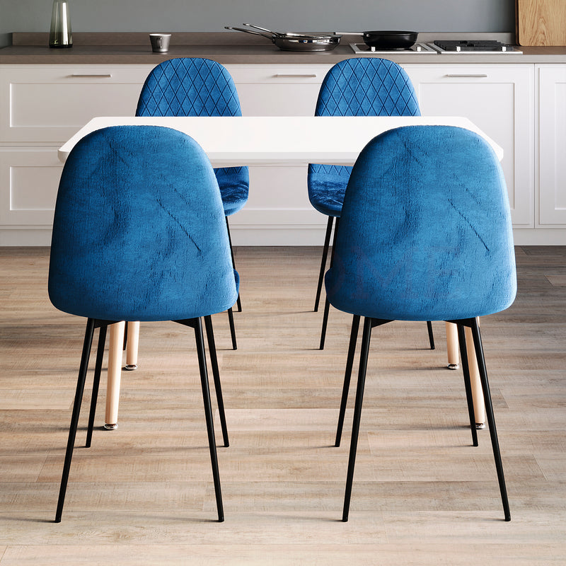 Luton Set Of 4 Fabric Dining Chairs, Blue