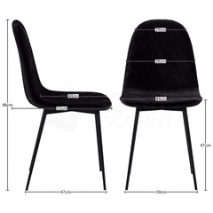 Luton Set Of 2 Fabric Dining Chairs, Black