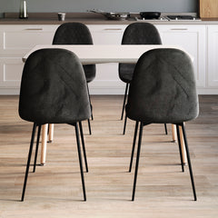 Luton Set Of 2 Fabric Dining Chairs, Black