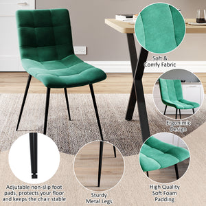Richton Set Of 2 Fabric Dining Chairs, Green UKFR