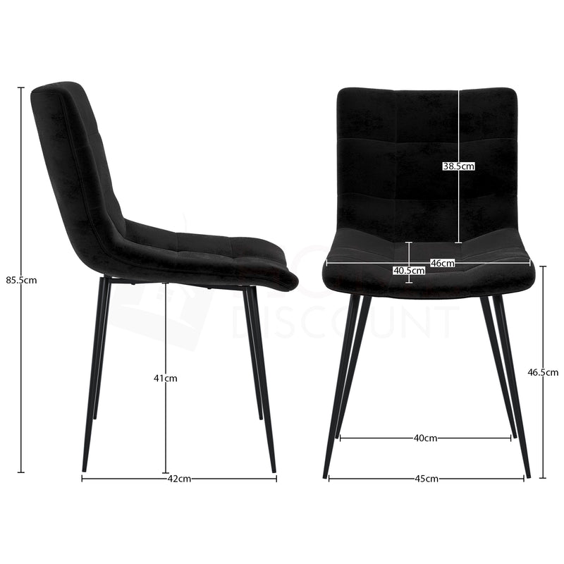 Richton Set Of 2 Fabric Dining Chairs, Black