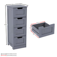 Priano 4 Drawer Freestanding Unit, Grey