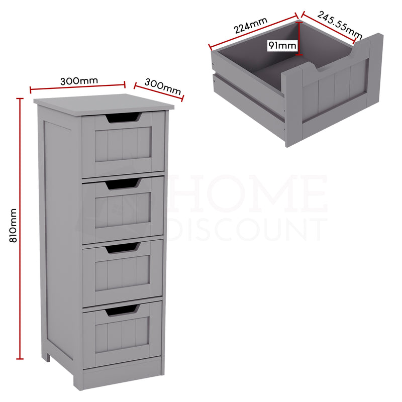 Priano 4-Drawer Freestanding Unit - Grey