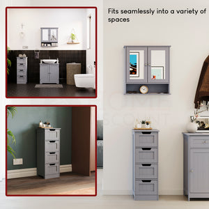 Priano 4 Drawer Freestanding Unit, Grey