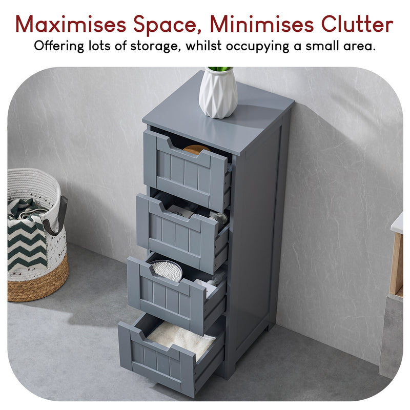 Priano 4 Drawer Freestanding Unit, Grey