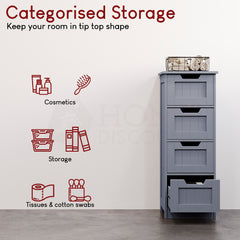 Priano 4 Drawer Freestanding Unit, Grey