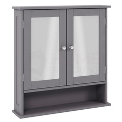 Priano 2 Door Mirrored Wall Cabinet With Shelf, Grey