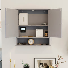 Priano 2-Door Mirrored Wall Cabinet With Shelf - Grey