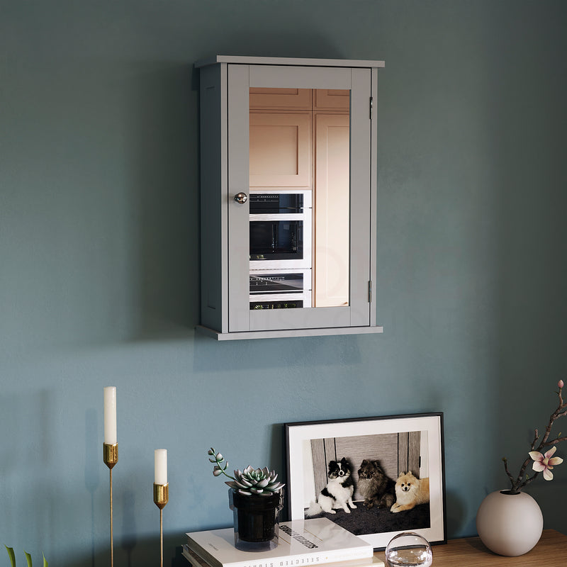 Priano 1-Door Mirrored Wall Cabinet - Grey