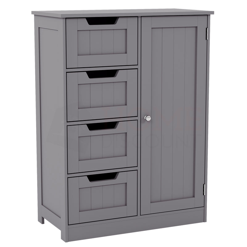 Priano 4 Drawer 1 Door Freestanding Unit, Grey