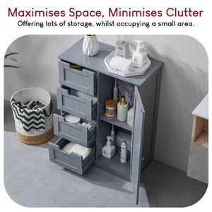 Priano 4 Drawer 1 Door Freestanding Unit, Grey