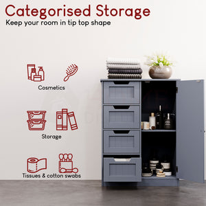 Priano 4 Drawer 1 Door Freestanding Unit, Grey