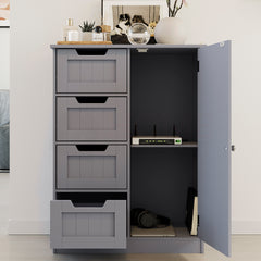 Priano 4-Drawer 1-Door Freestanding Unit - Grey