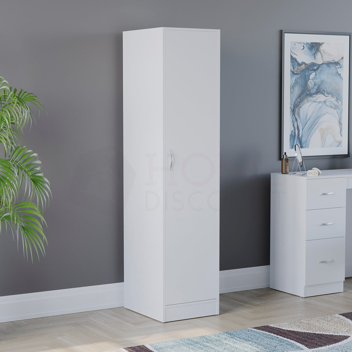 Riano 1 Door Wardrobe, White